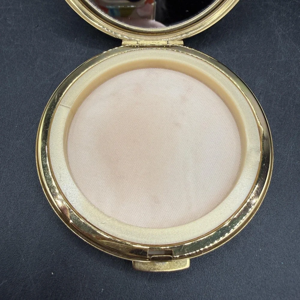 Vintage Stratton England Equestrian Horse Bit Powder Compact Mirror‎ Round 3 In
